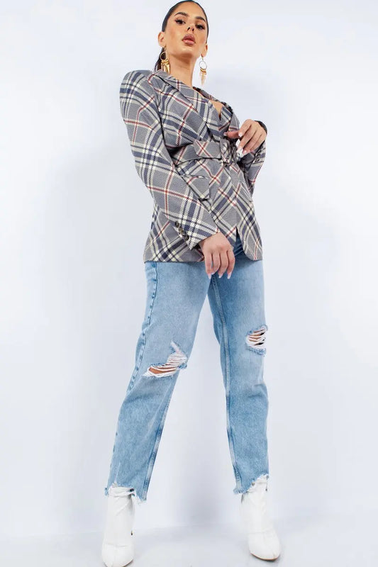 Oversized Blazer With Belt - Mr Lou’s Place