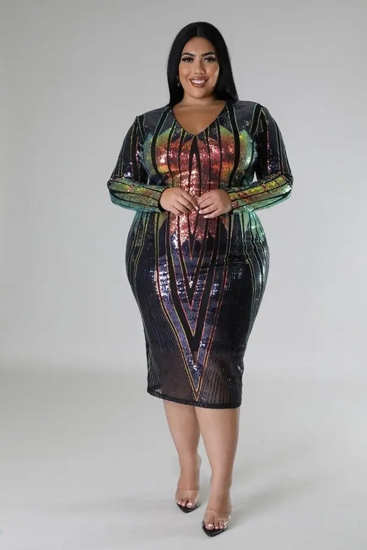 Long Sleeve Stretch Dress - Mr Lou’s Place