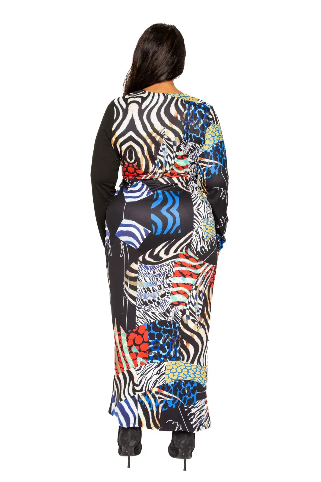 Animal Print Splice Dress With High-low Hem - Mr Lou’s Place