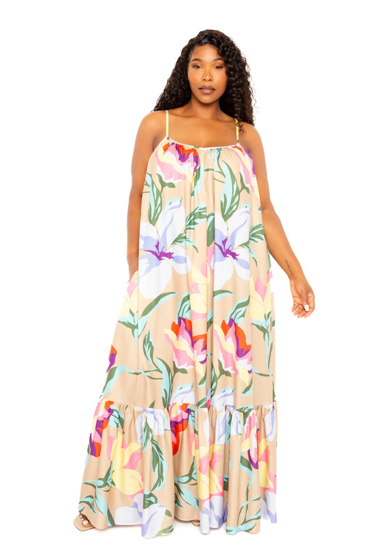 Printed Voluminous Maxi Dress - Mr Lou’s Place