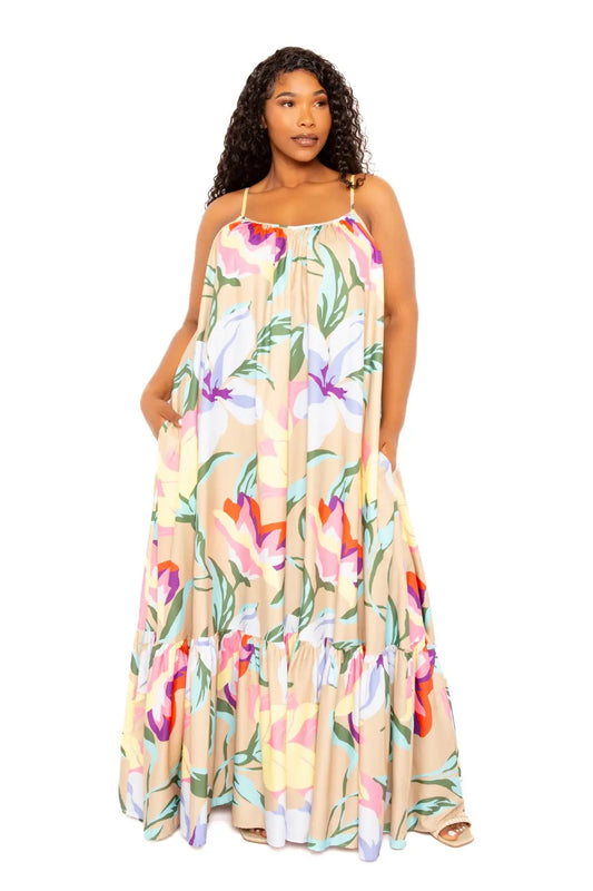 Printed Voluminous Maxi Dress - Mr Lou’s Place