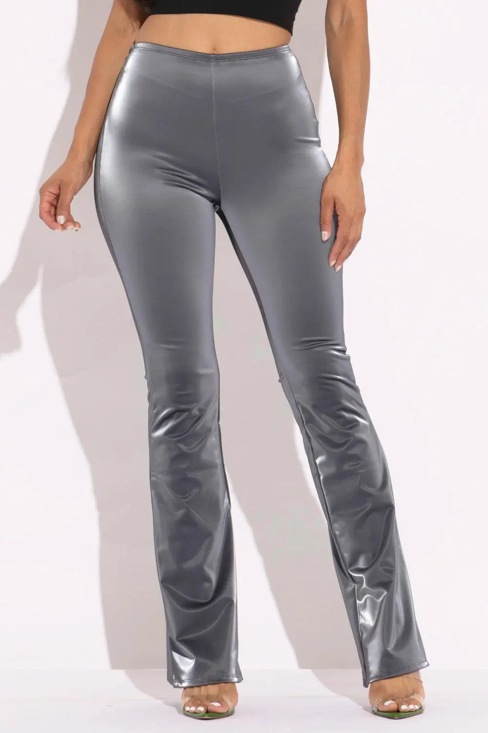 Velvet Pu Flared Pants - Mr Lou’s Place