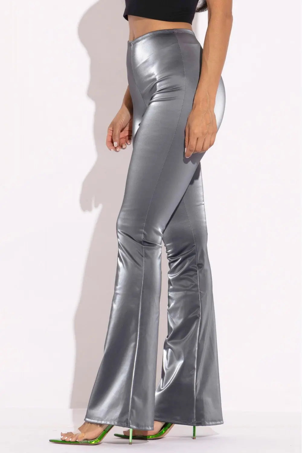 Velvet Pu Flared Pants - Mr Lou’s Place
