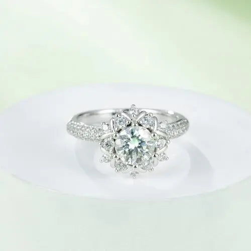 1 Carat Moissanite 925 Sterling Silver Flower Shape Ring - Mr Lou’s Place